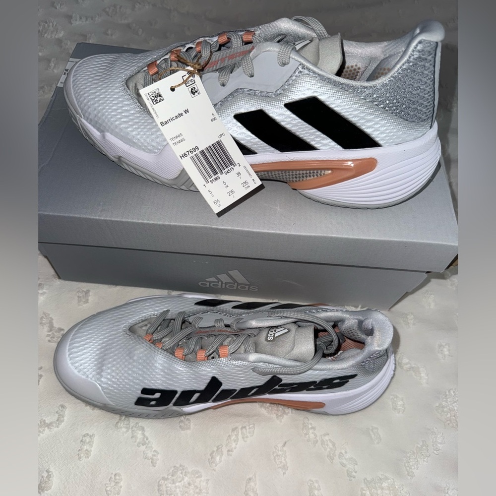 Adidas Gray and Black Barricade Sneakers
